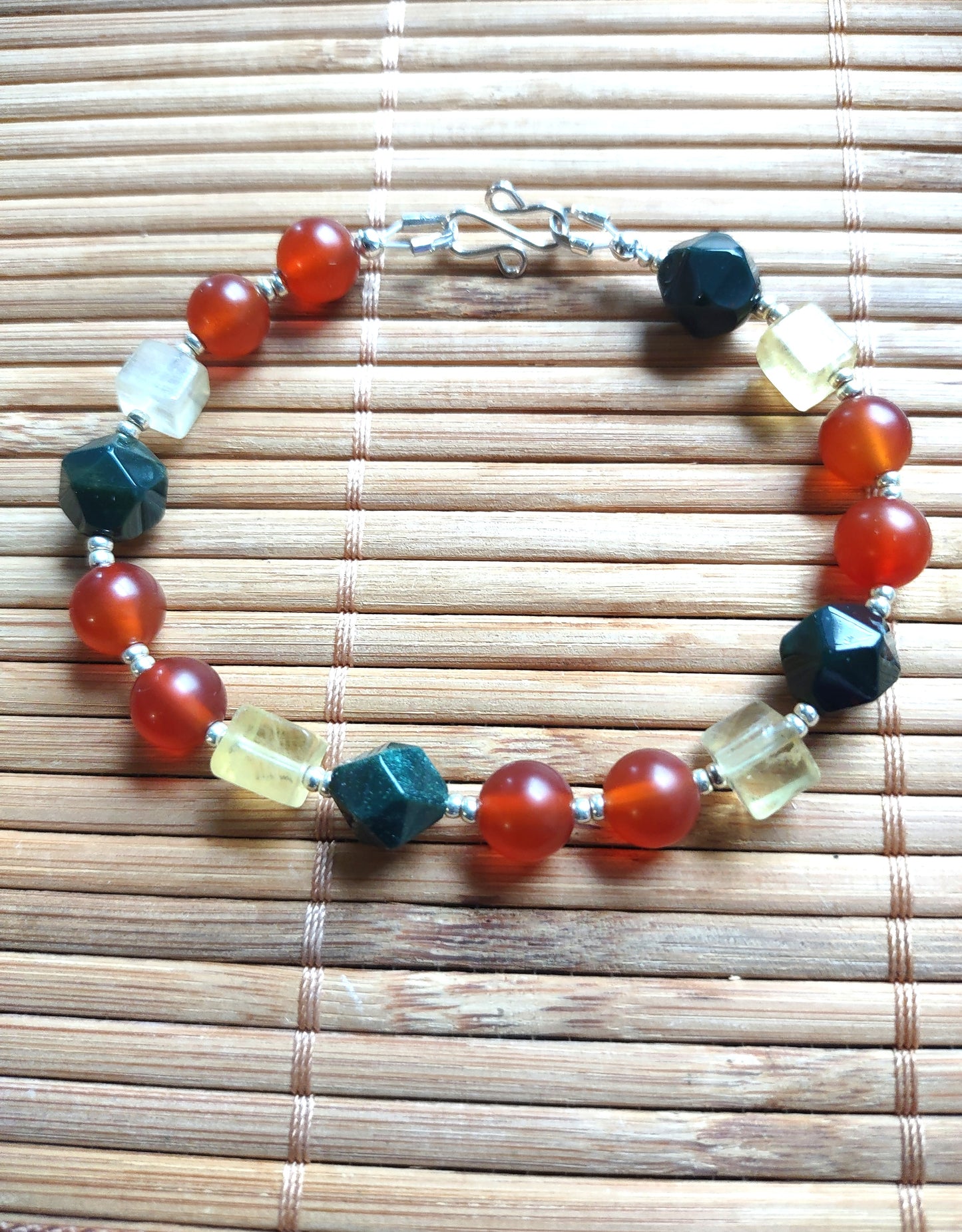 Bloodstone, Carnelian & Yellow Fluorite Bracelet