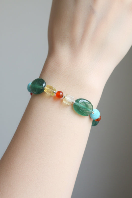 Multi semi-precious stone bracelet silver components