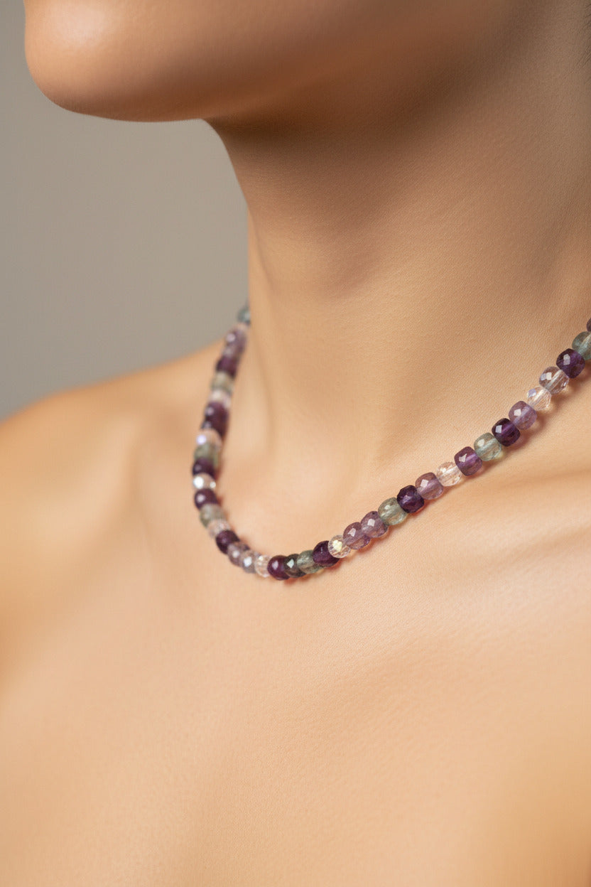 Shades of purple collar bone necklace