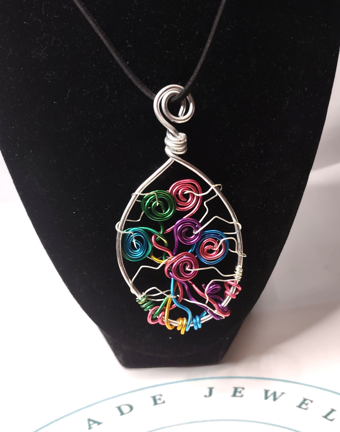 Rainbow Tree of Life Pendant - Silver Aluminum Rainbow Pendant