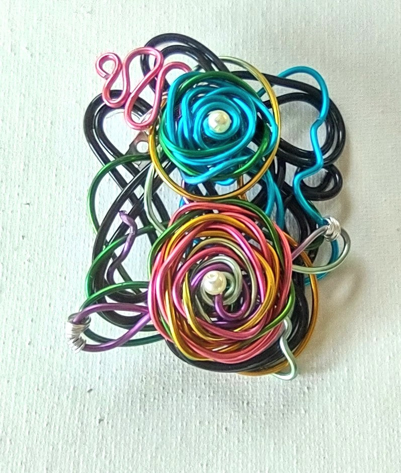 Rose Wire Art Pin - Aluminum  Wire Art Pin