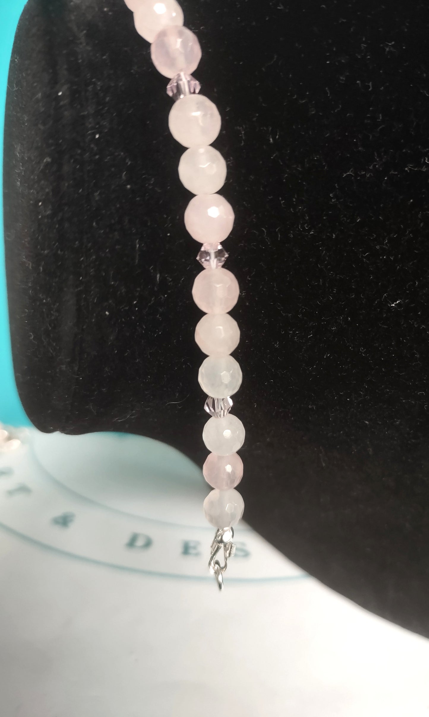 Rose Quartz Beaded Bracelet - Sterling Silver