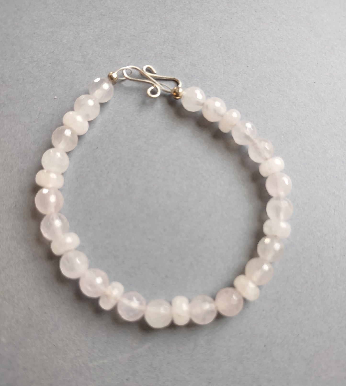 Rose Quartz Beaded Bracelet - Sterling Silver