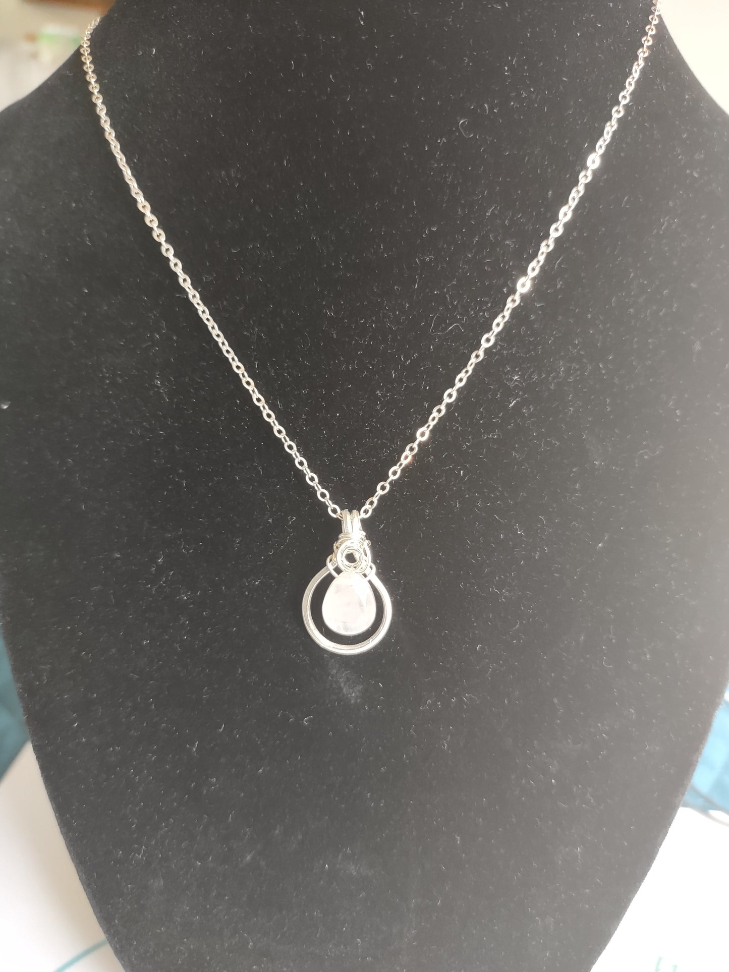 Rose Quartz Minimalist Pendant - October Heat - Pamela Gene Designs