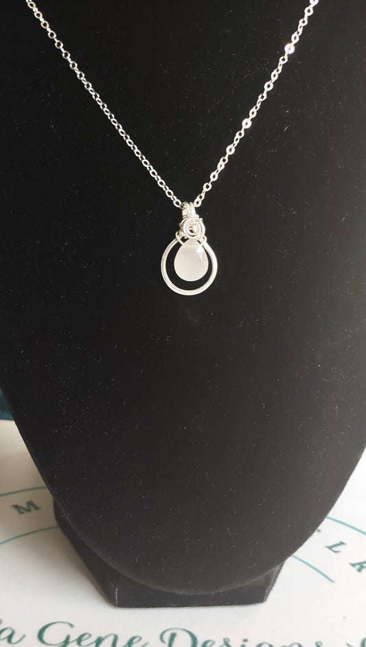 Rose Quartz Minimalist Pendant - October Heat - Pamela Gene Designs