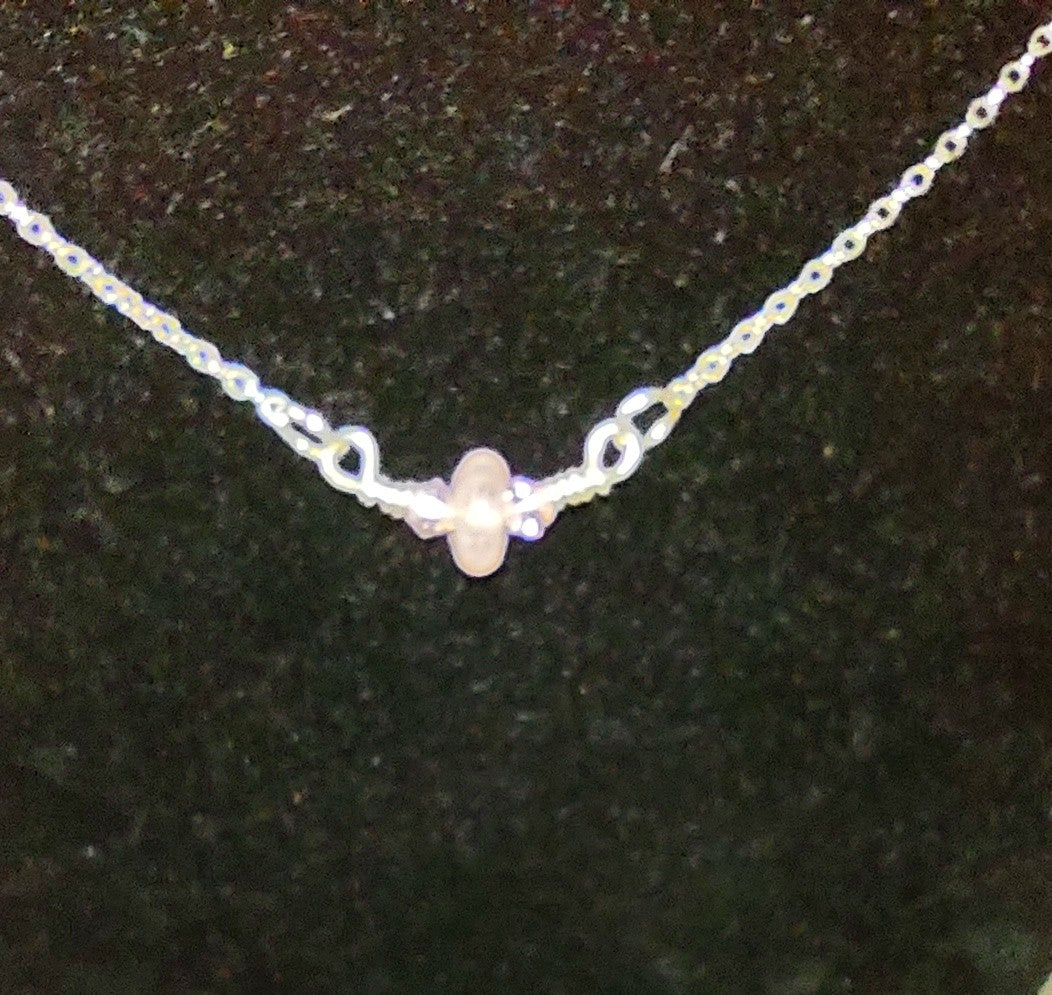 Sterling Silver Rose Quartz and Crystal Bead Pendant - October Birthstone Pendant