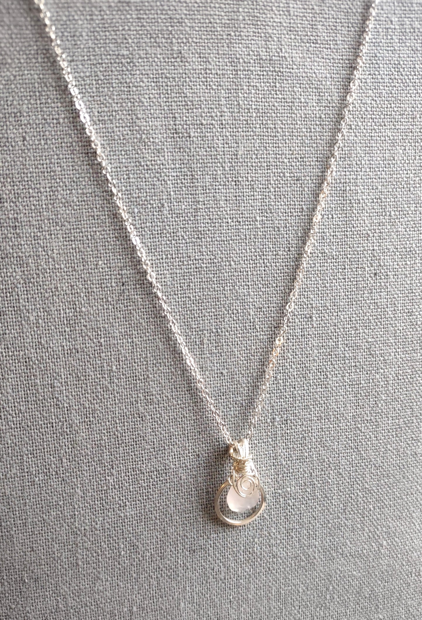 Rose Quartz Pendant Sterling Silver Necklace