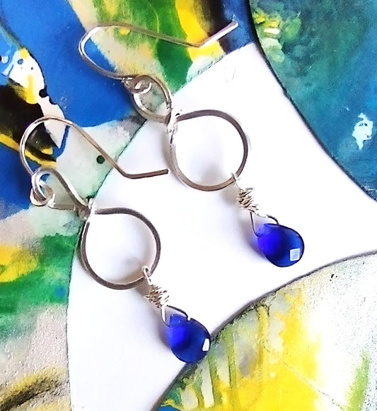 September Blues - Sapphire Crystal Briolette Earrings