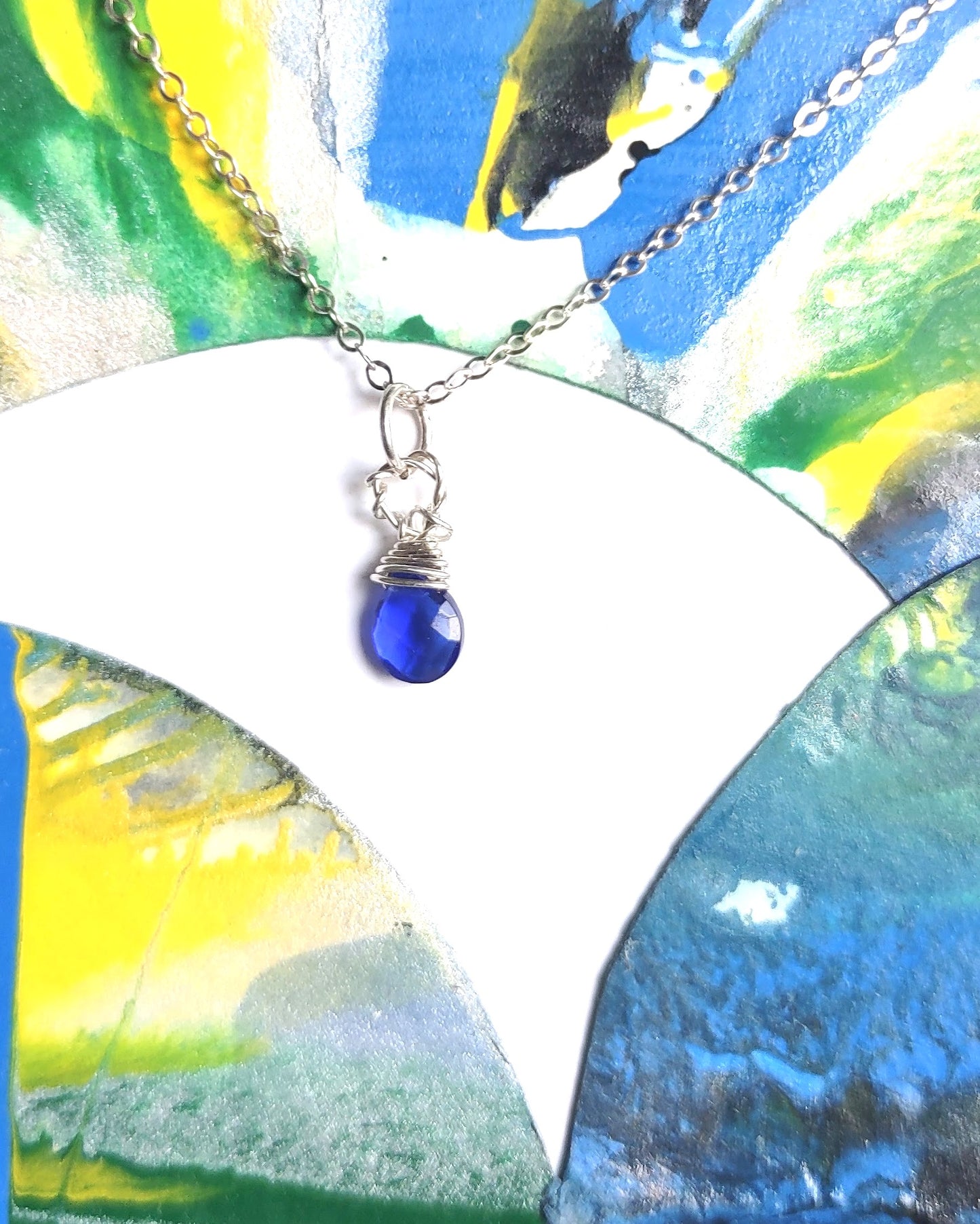 Birthstone Month Pendant - Blue Crystal Briolette Pendant - September Blues