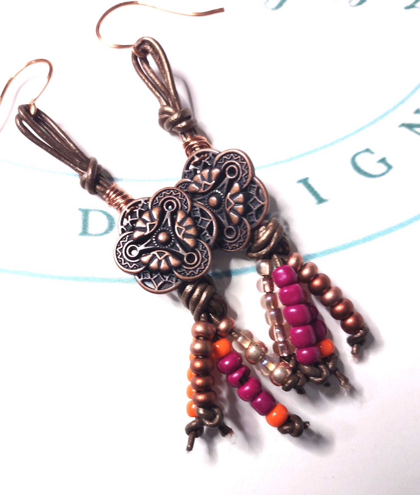 Boho Beaded Leather Bracelet - Multi Color Seed Bead Bracelet