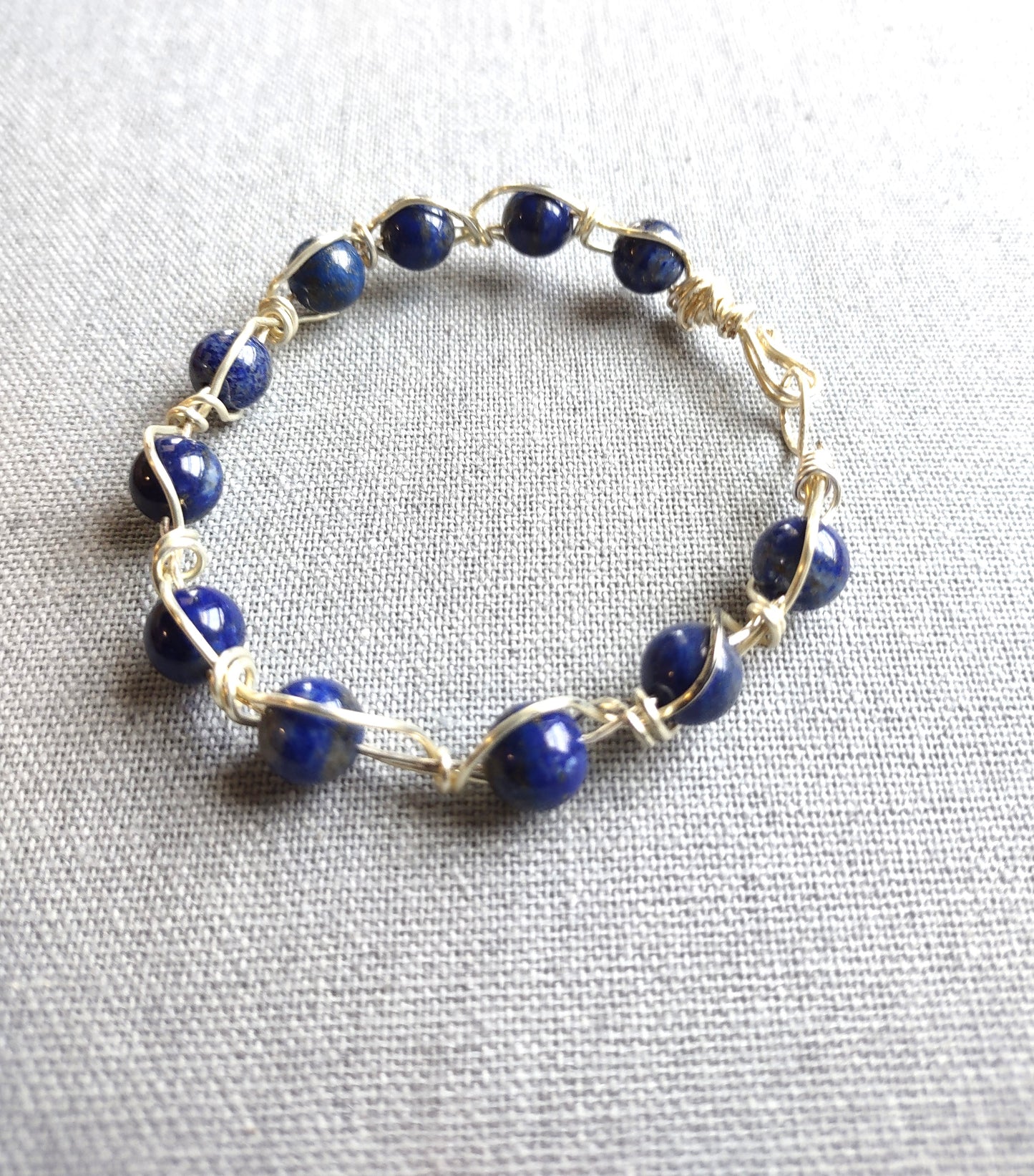 Lapis Lazuli Silver-Plated Copper Wire Bangle Bracelet