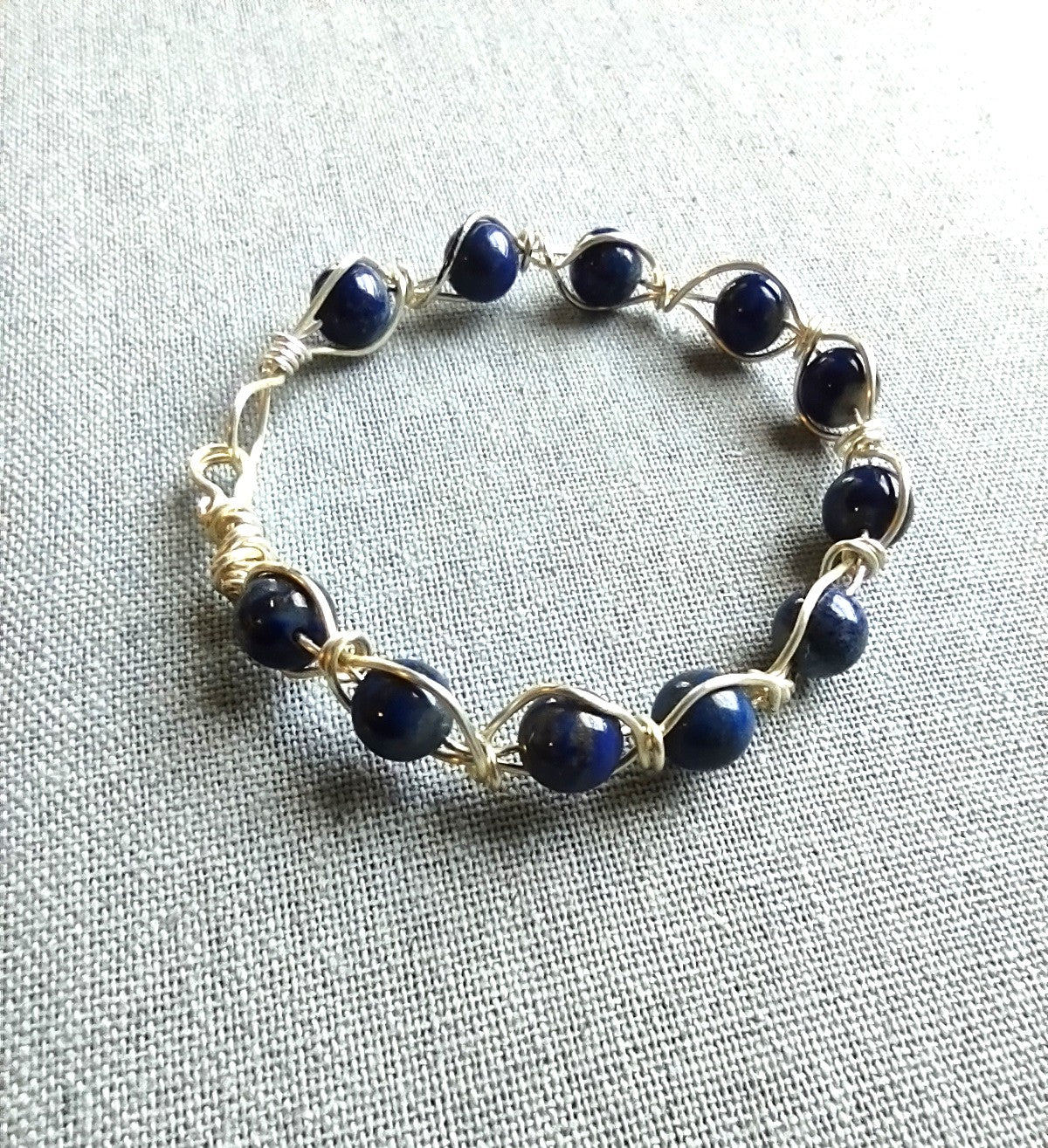 Lapis Lazuli Silver-Plated Copper Wire Bangle Bracelet