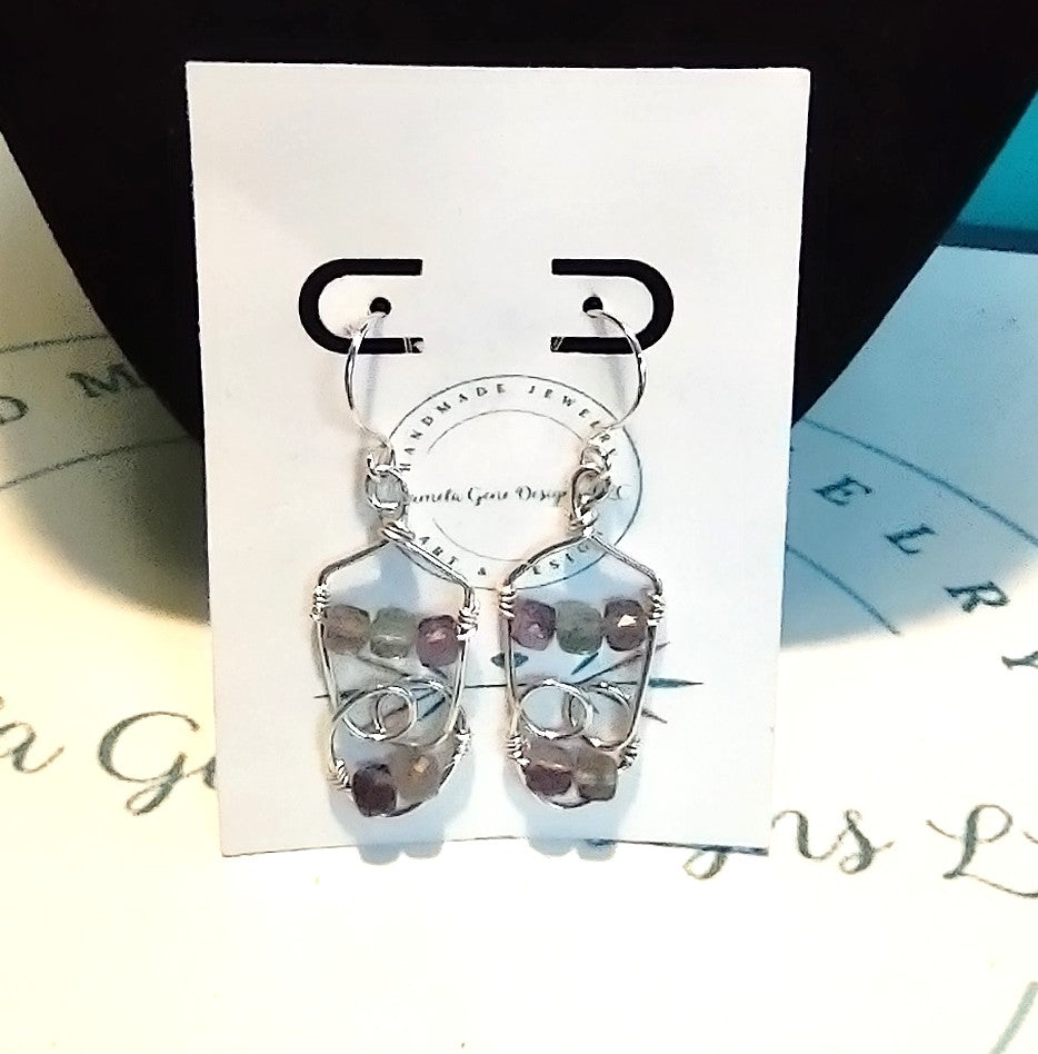 Rainbow Fluorite Cubed Bead Sterling Silver Earrings