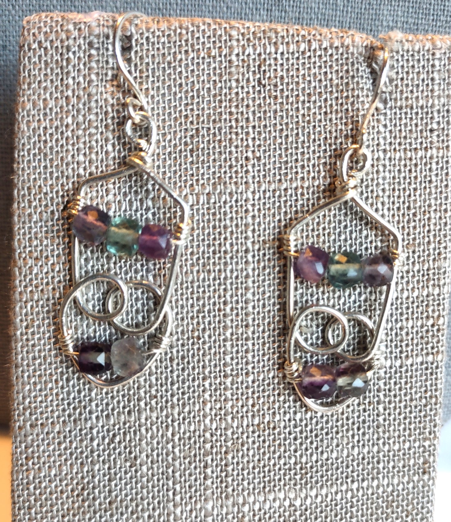 Sterling Silver Earrings - Featuring Fluorite Cubed Beads