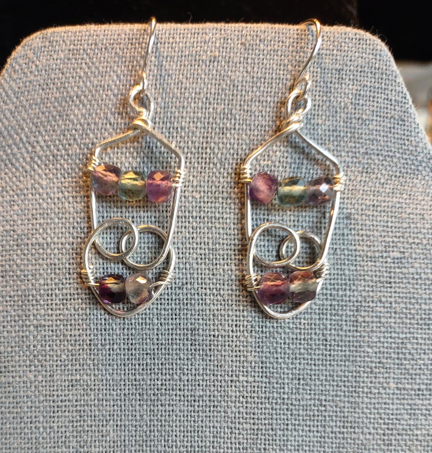 Sterling Silver Earrings - Featuring Fluorite Cubed Beads