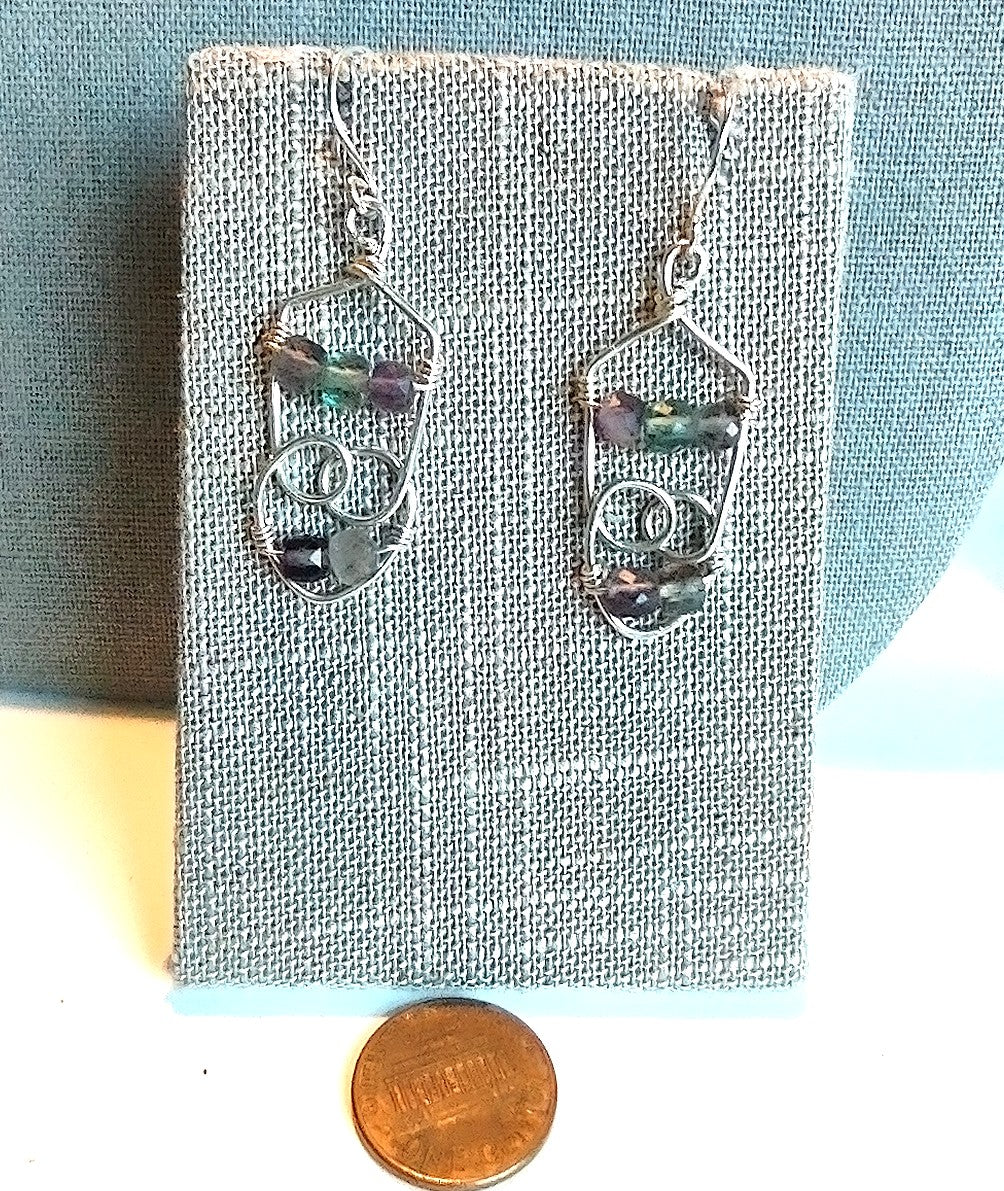 Sterling Silver Earrings - Featuring Fluorite Cubed Beads