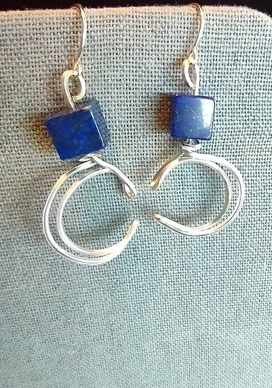 Lapis Lazuli Dangle Earrings Sterling Silver
