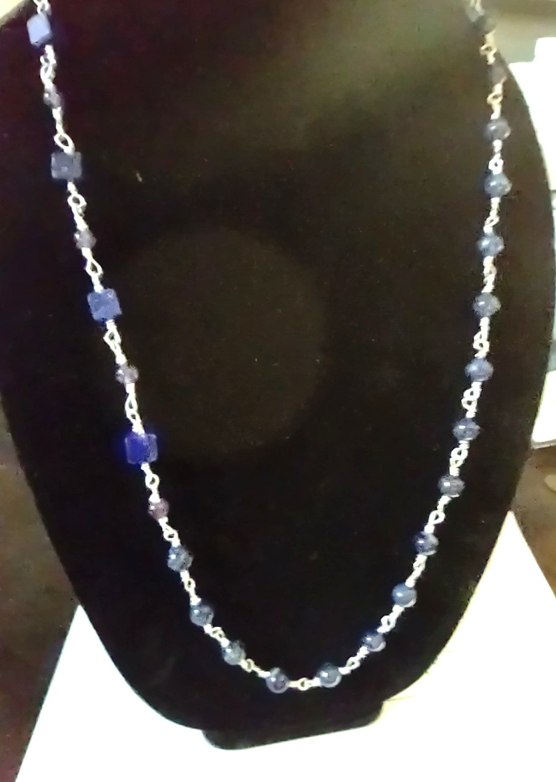 Lapis Lazuli & Amethyst  Sterling Silver Chain Link Necklace