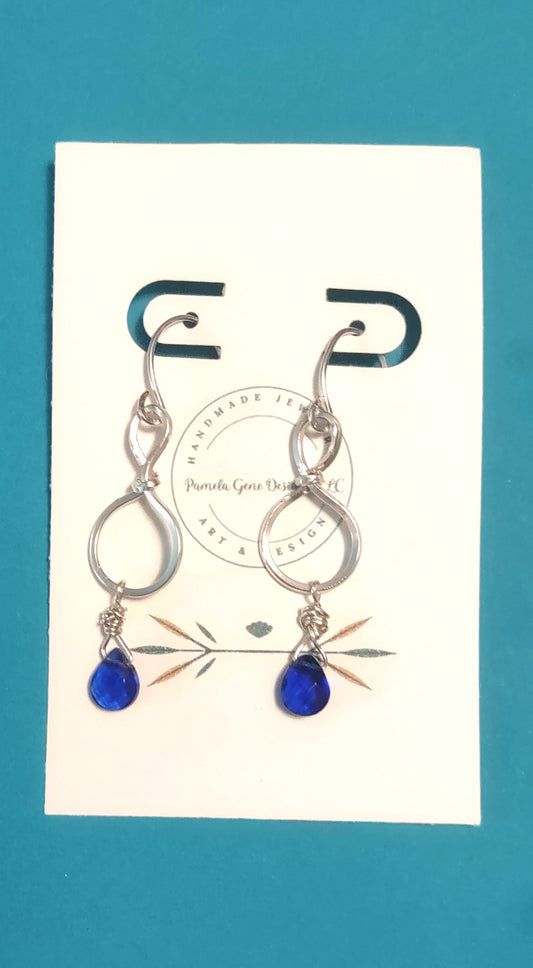 Sterling Silver Dangle Earrings - Sapphire Crystal Dangle