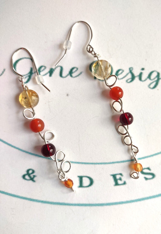 Sterling Silver Beaded Shoulder Duster Earrings - October Heat