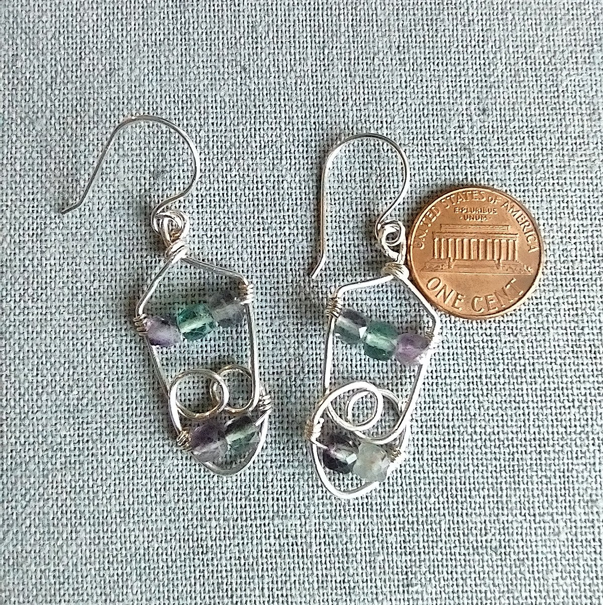 Sterling Silver Earrings - Featuring Fluorite Cubed Beads