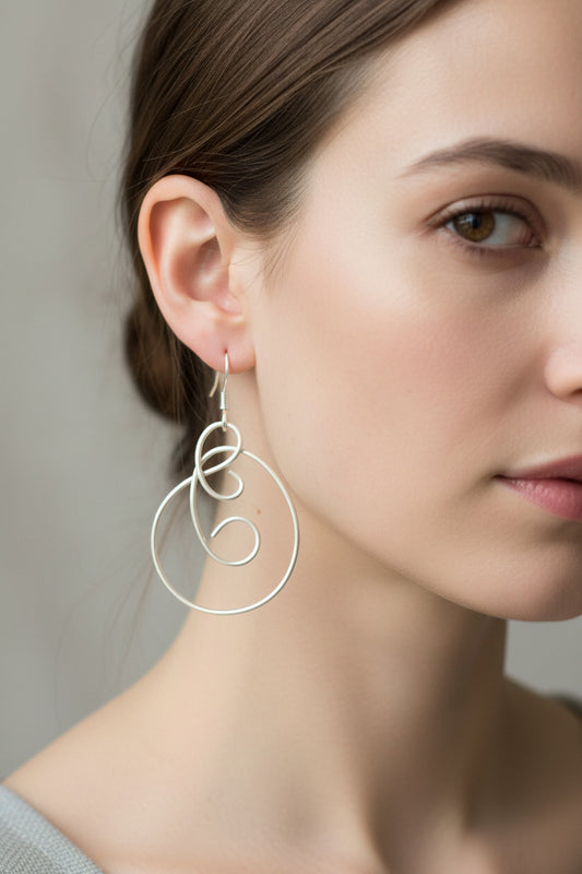 Sterling Silver Hoops with swirls 