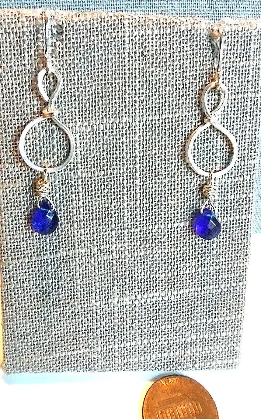 Sterling Silver Dangle Earrings - Sapphire Crystal Dangle