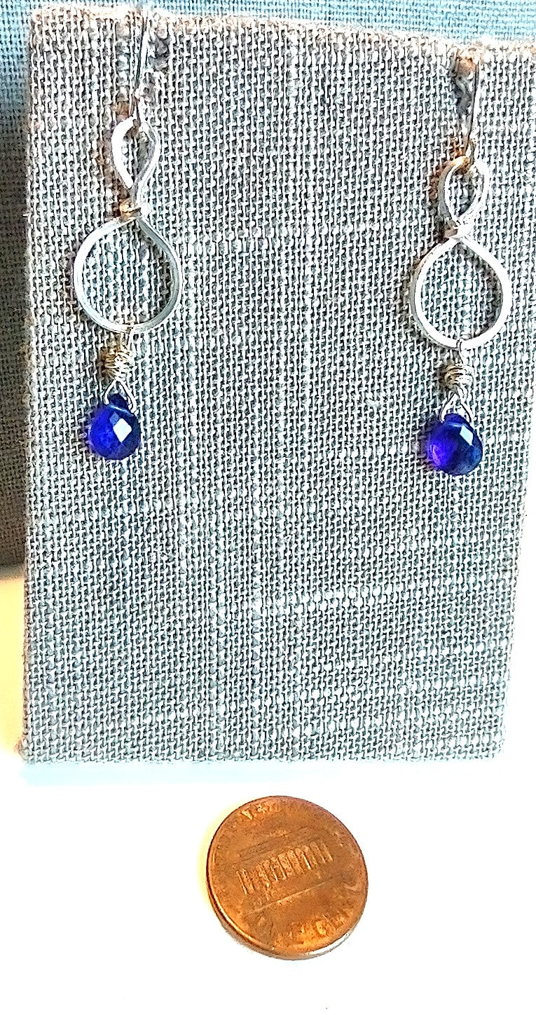 Sterling Silver Dangle Earrings - Sapphire Crystal Dangle
