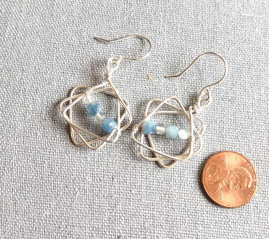 Sterling Silver Star Hoop Earring - Wire Wrapped Stone