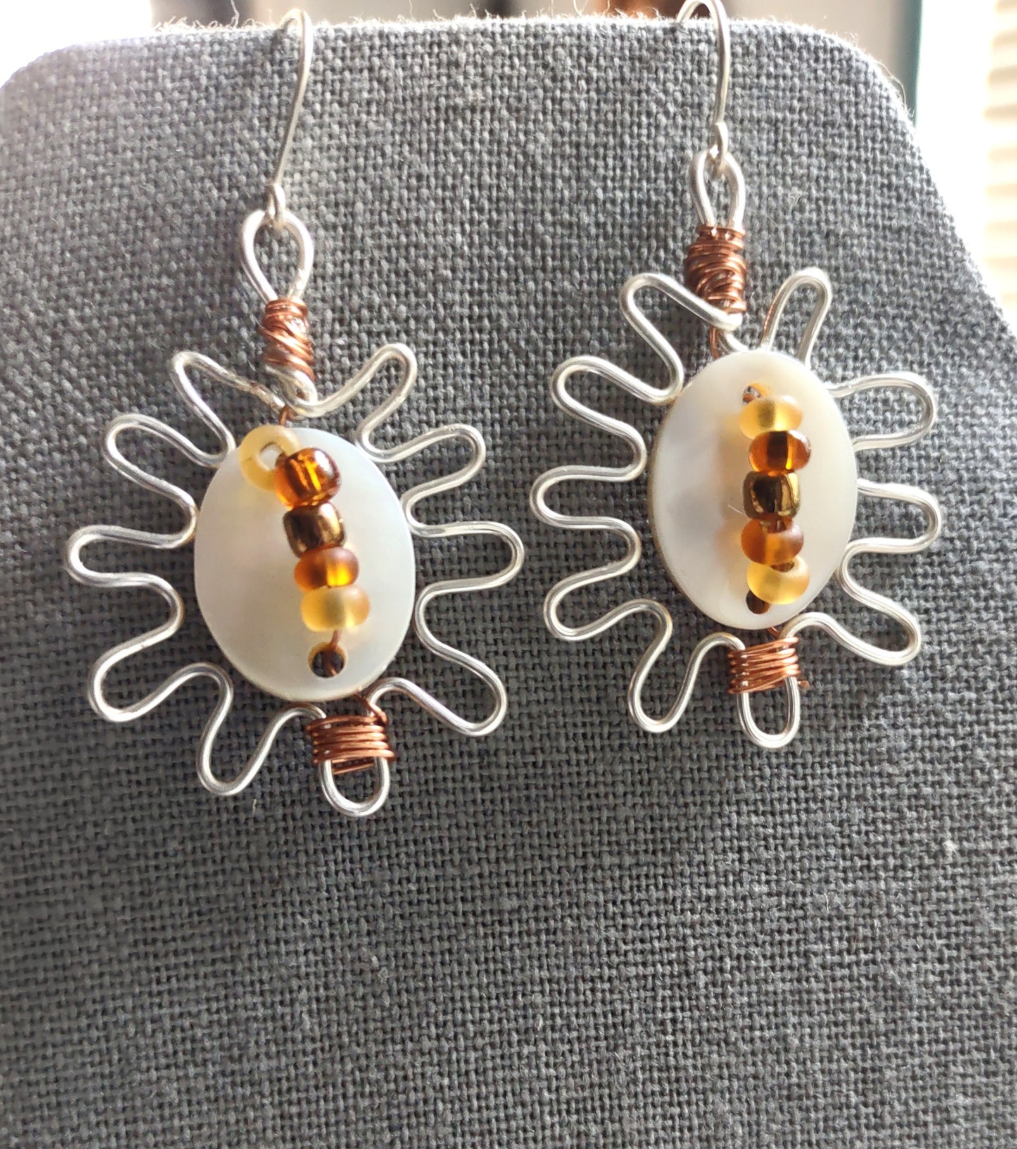 Sun-Inspired Mother of Pearl Hoop Earrings