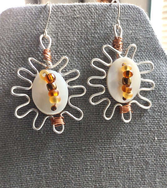 Sun-Inspired Mother of Pearl Hoop Earrings