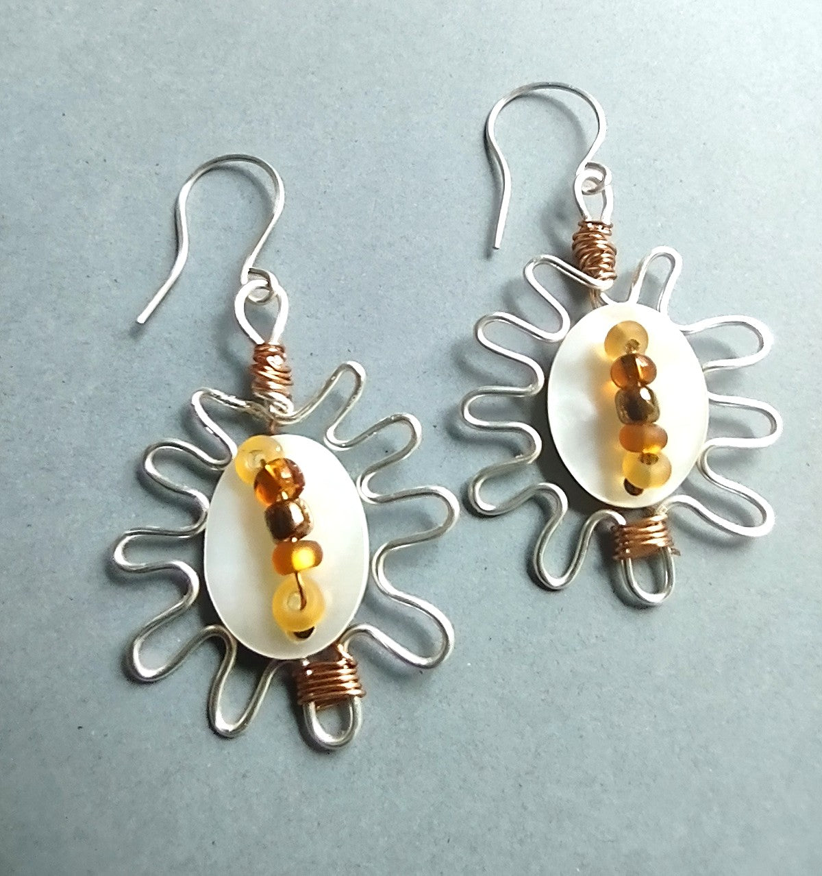 Sun-Inspired Mother of Pearl Hoop Earrings