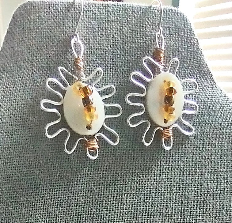 Sun-Inspired Mother of Pearl Hoop Earrings