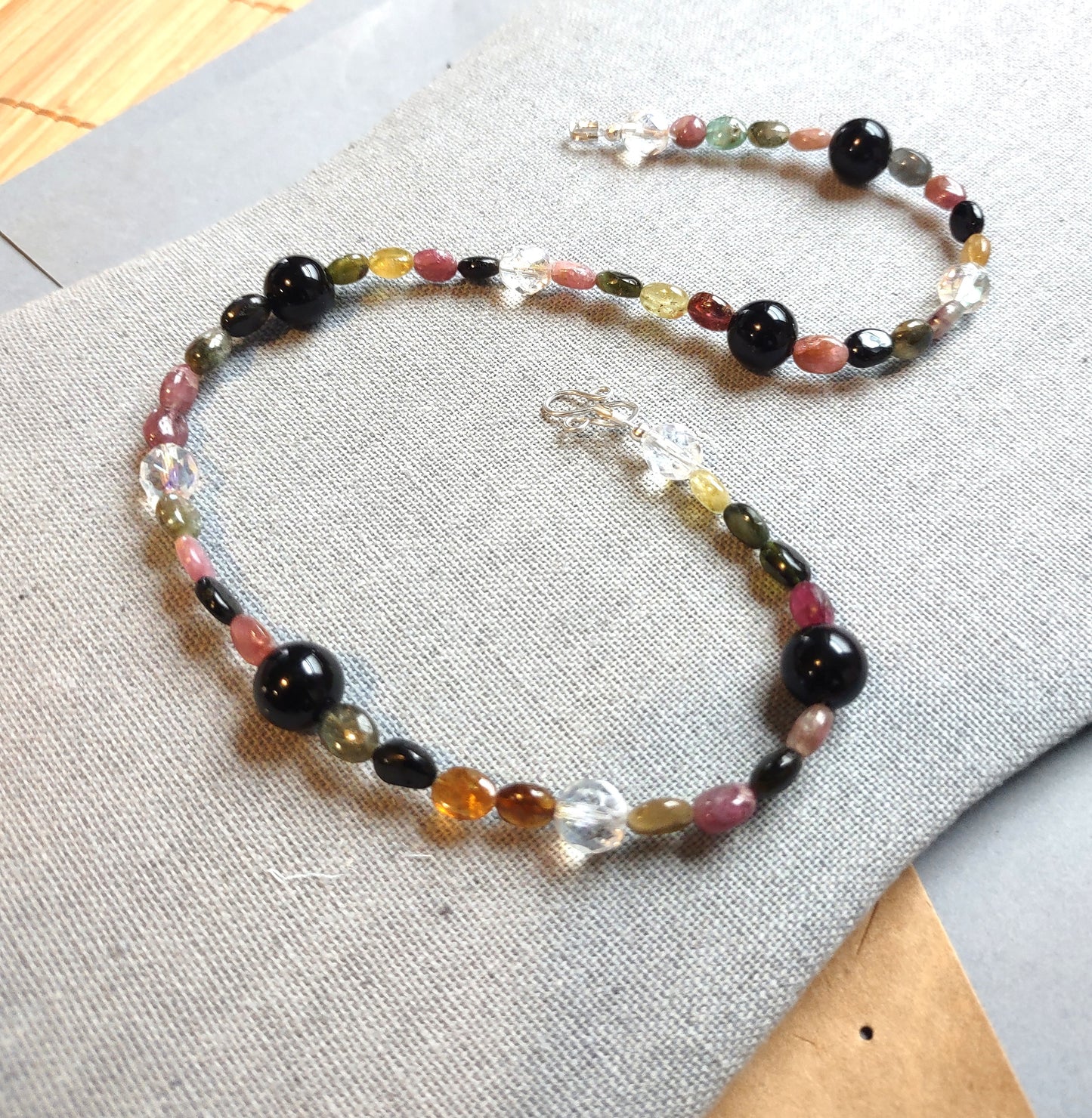 Tourmaline, Crystal & Obsidian - Collar Bone Necklace