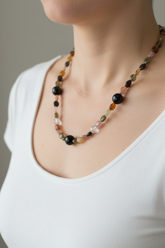 Colorful Tourmaline beaded neckalce