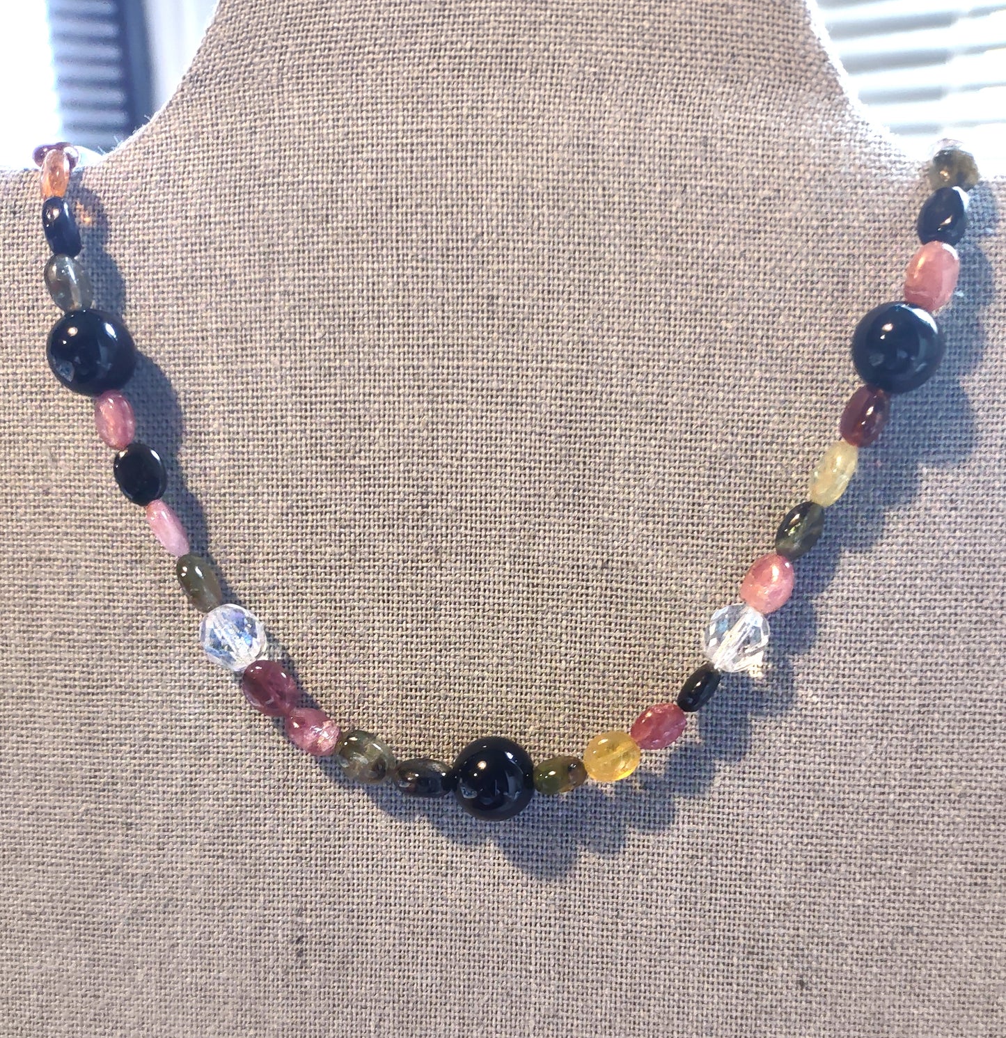 Tourmaline, Crystal & Obsidian - Collar Bone Necklace