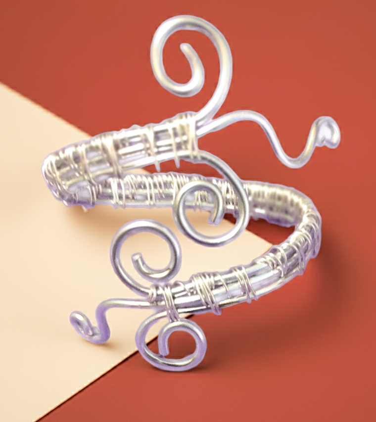 Wire Wrapped Filigree Cuff Bracelet - Aluminum Cuff Bracelet