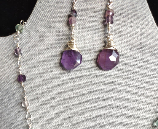Amethyst Briolette Sterling Silver Earrings - February Birthstone