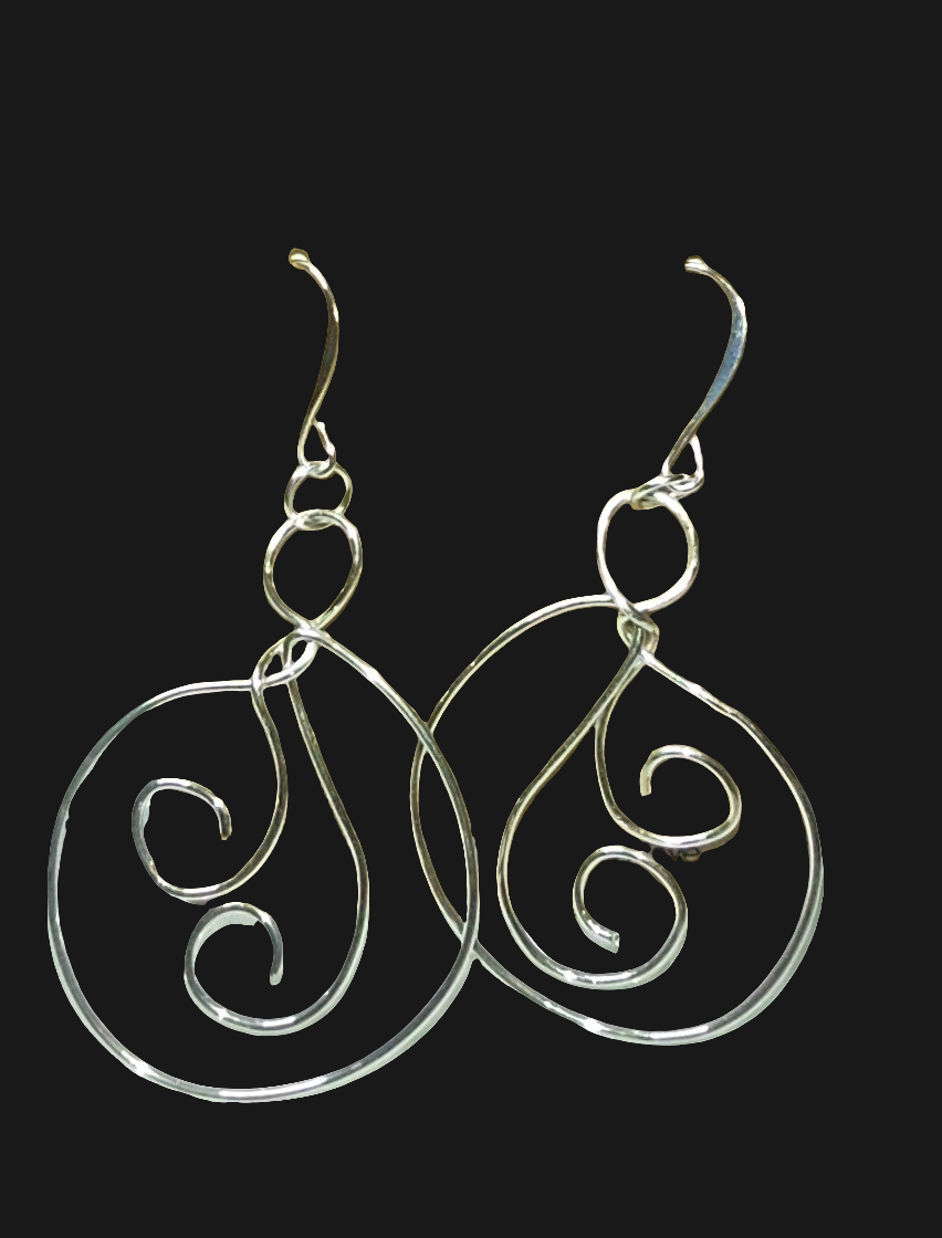 Sterling Silver Hoop Earrings - Swirl Designed Silver Hoops